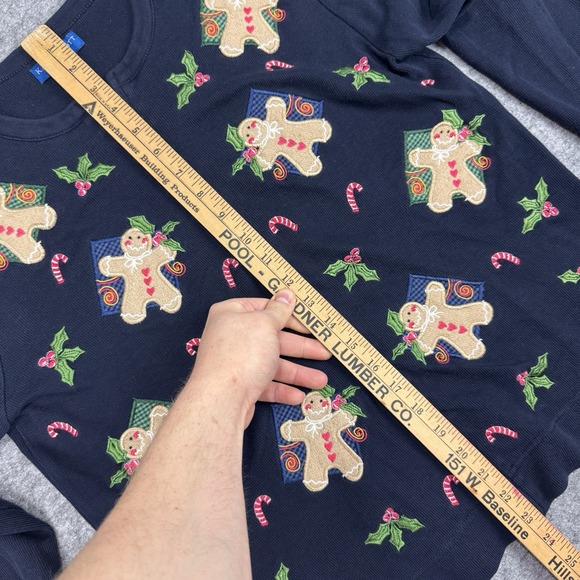 Karen Scott Sport Womens Small Christmas Gingerbread Embroidered Zip Up Cardigan - Picture 7 of 8